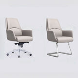 Grey Swivel Faux Leather Office Chair with Armrests Image - 14