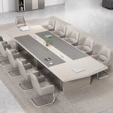 Grey Swivel Faux Leather Office Chair with Armrests Image - 4