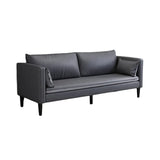 Grey Tech Cloth Pillow Back Square Arm Wood Frame Sofa Image - 10