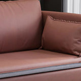 Grey Tech Cloth Pillow Back Square Arm Wood Frame Sofa Image - 13