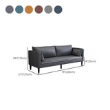 Grey Tech Cloth Pillow Back Square Arm Wood Frame Sofa Image - 16
