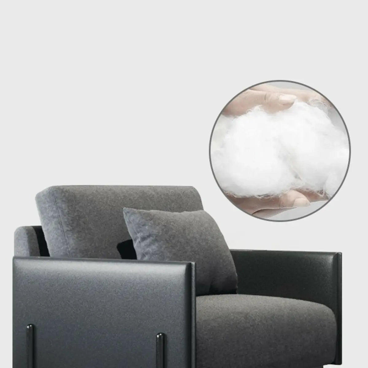 Grey Tech Cloth Pillow Back Wooden Frame Arm Chair Image - 10