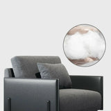 Grey Tech Cloth Pillow Back Wooden Frame Arm Chair Image - 10