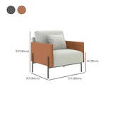 Grey Tech Cloth Pillow Back Wooden Frame Arm Chair #size