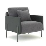 Grey Tech Cloth Pillow Back Wooden Frame Arm Chair Image - 6