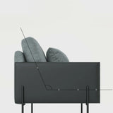 Grey Tech Cloth Pillow Back Wooden Frame Arm Chair Image - 9