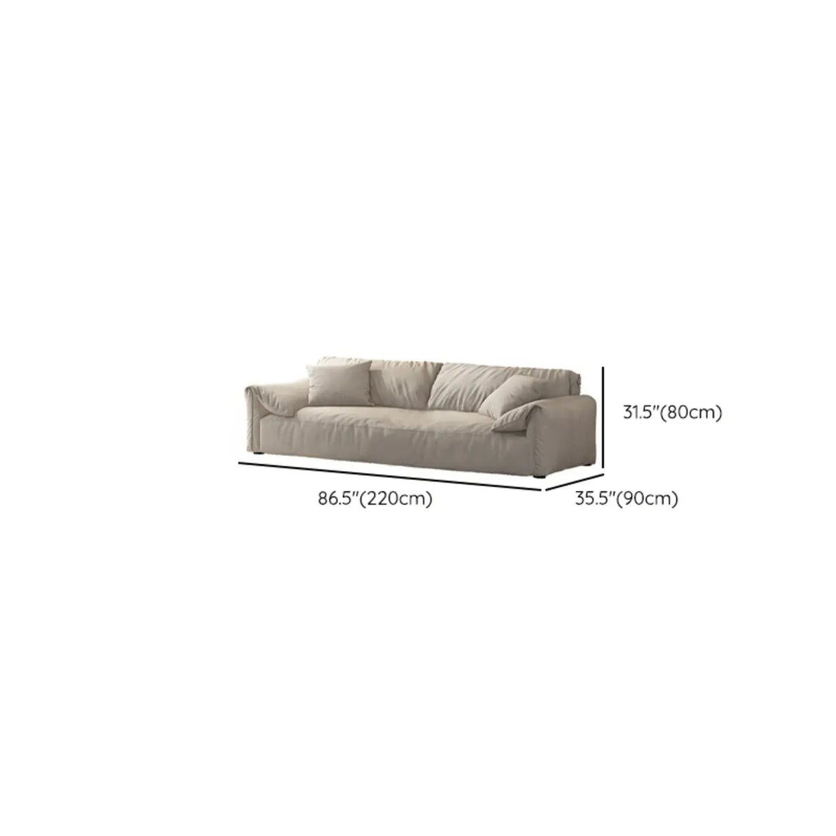 Grey Tech Cloth Pillow Top Arm Concealed Support Sofa Image - 11