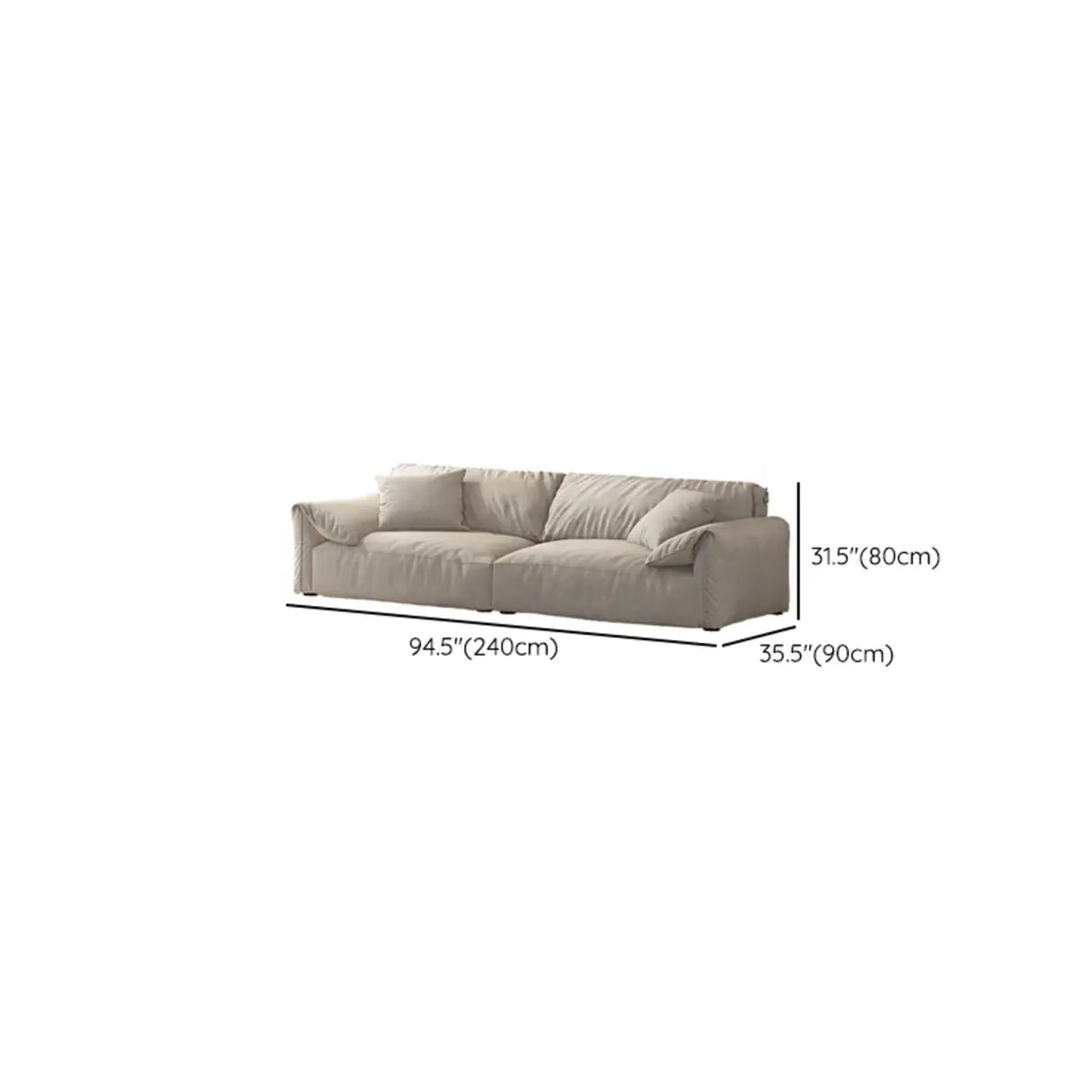 Grey Tech Cloth Pillow Top Arm Concealed Support Sofa Image - 12