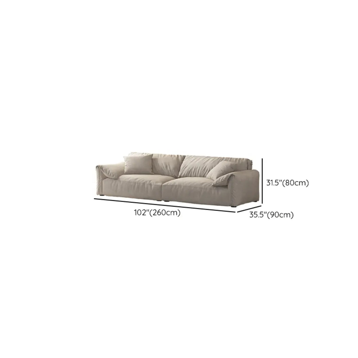 Grey Tech Cloth Pillow Top Arm Concealed Support Sofa Image - 13