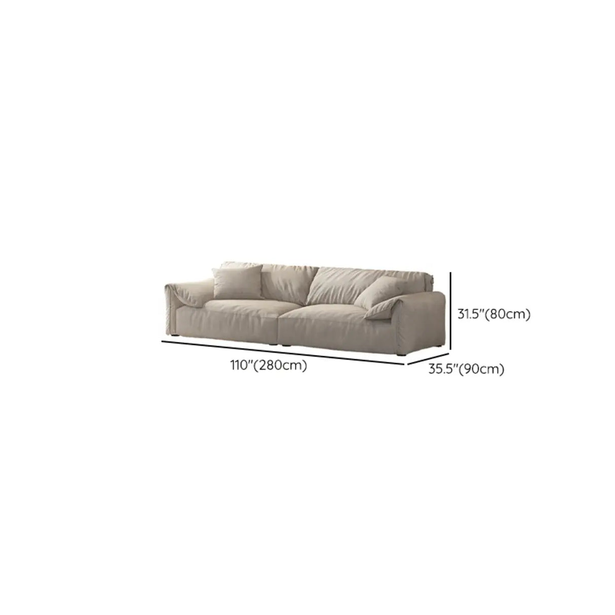 Grey Tech Cloth Pillow Top Arm Concealed Support Sofa Image - 14