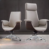 Grey Tilt Adjustable Executive Swivel PU Office Chair Image - 1