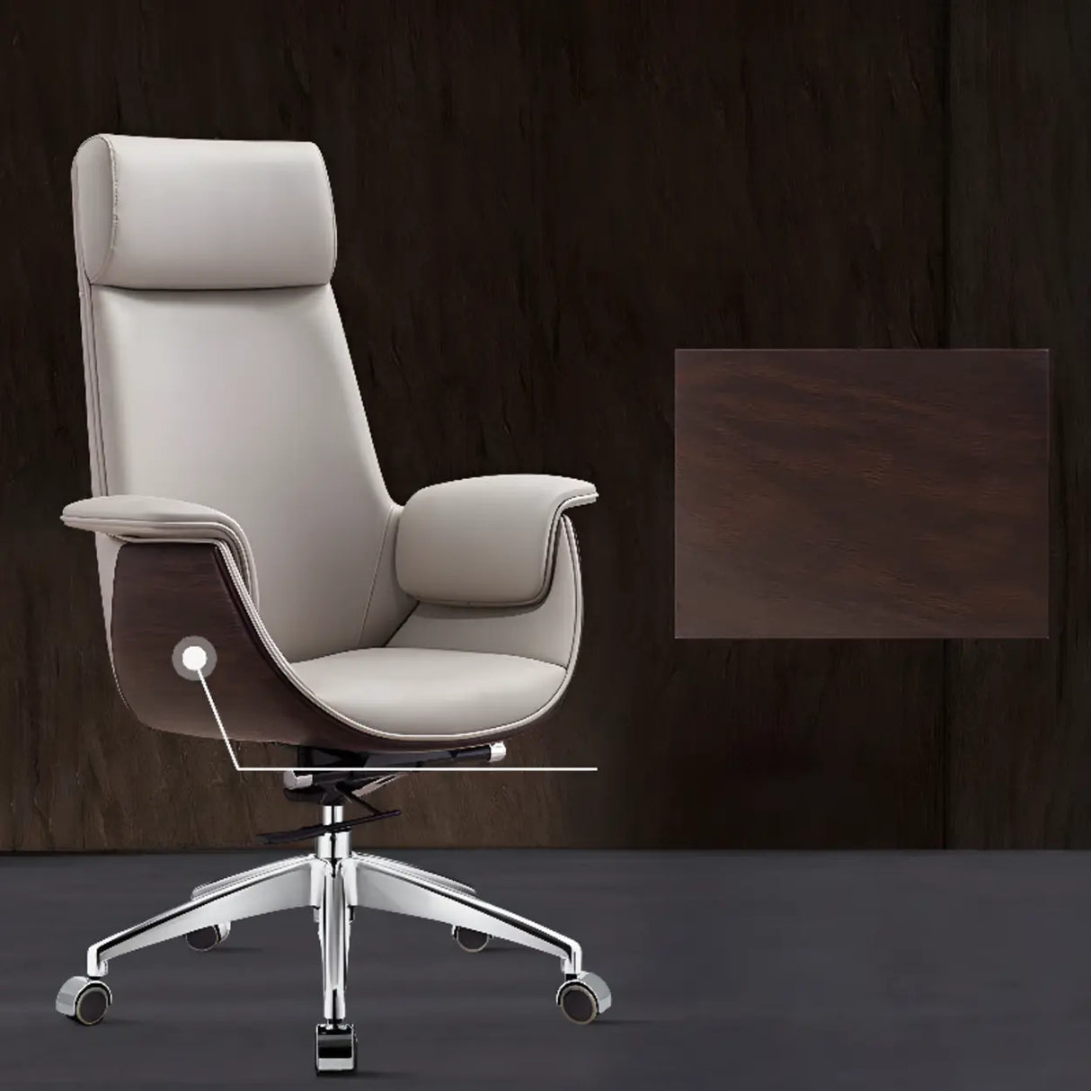 Grey Tilt Adjustable Executive Swivel PU Office Chair Image - 22