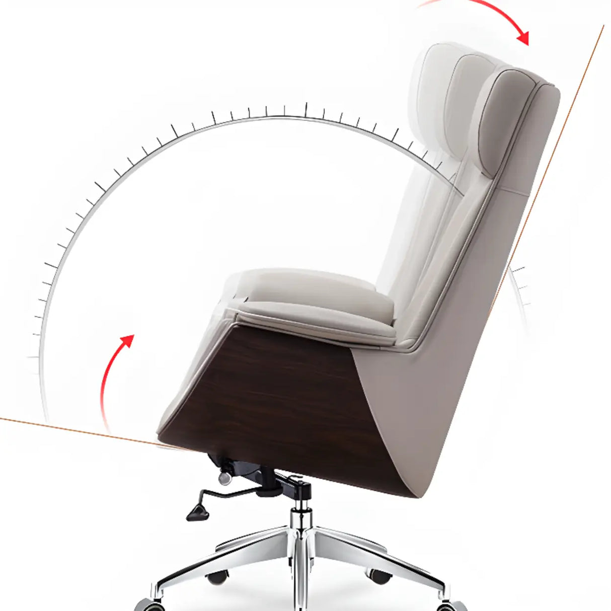 Grey Tilt Adjustable Executive Swivel PU Office Chair Image - 17