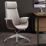 Grey Tilt Adjustable Executive Swivel PU Office Chair Image - 19