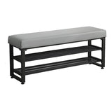 Grey Upholstered Entryway Bench with Shoe Storage Image - 11