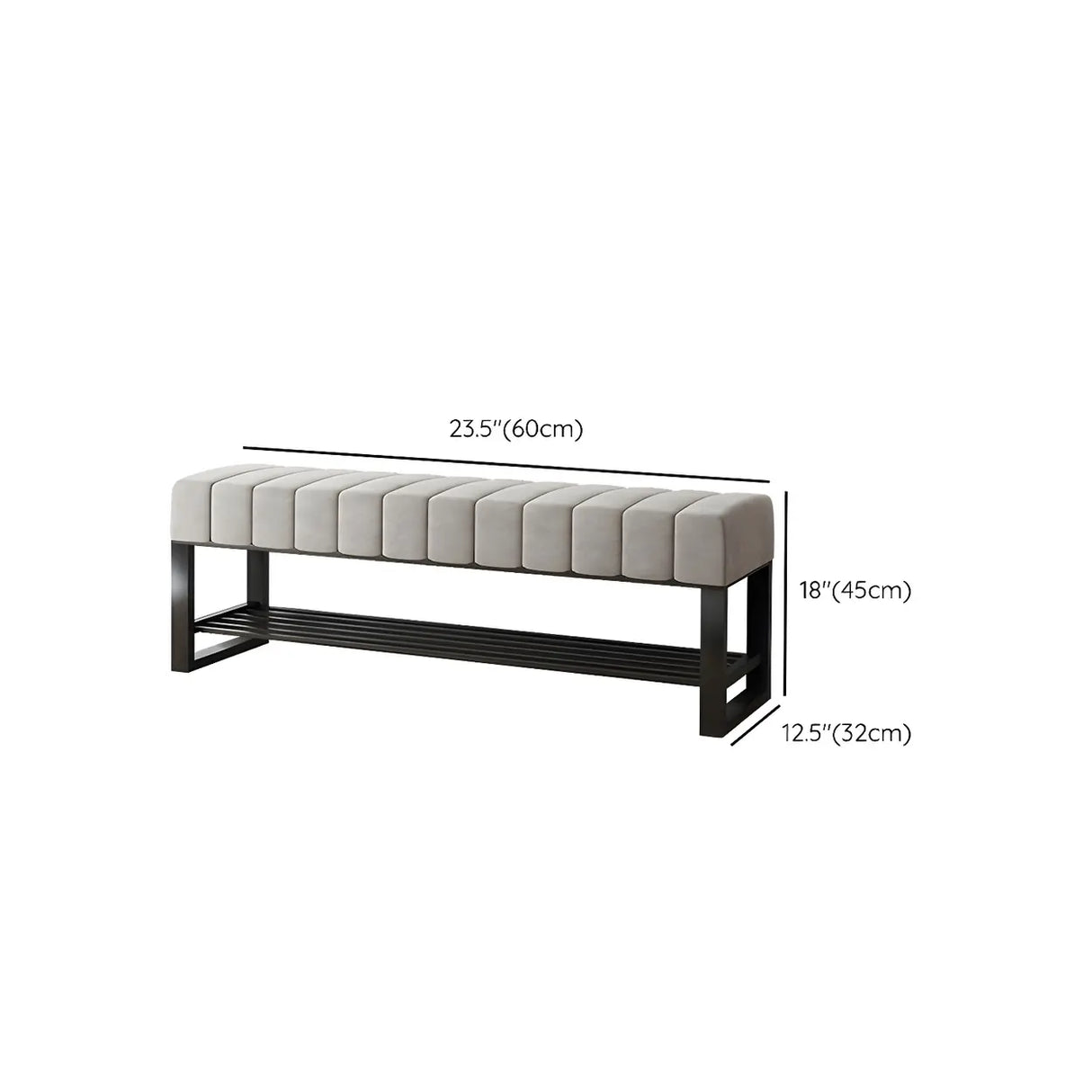 Grey Upholstered Entryway Bench with Shoe Storage 