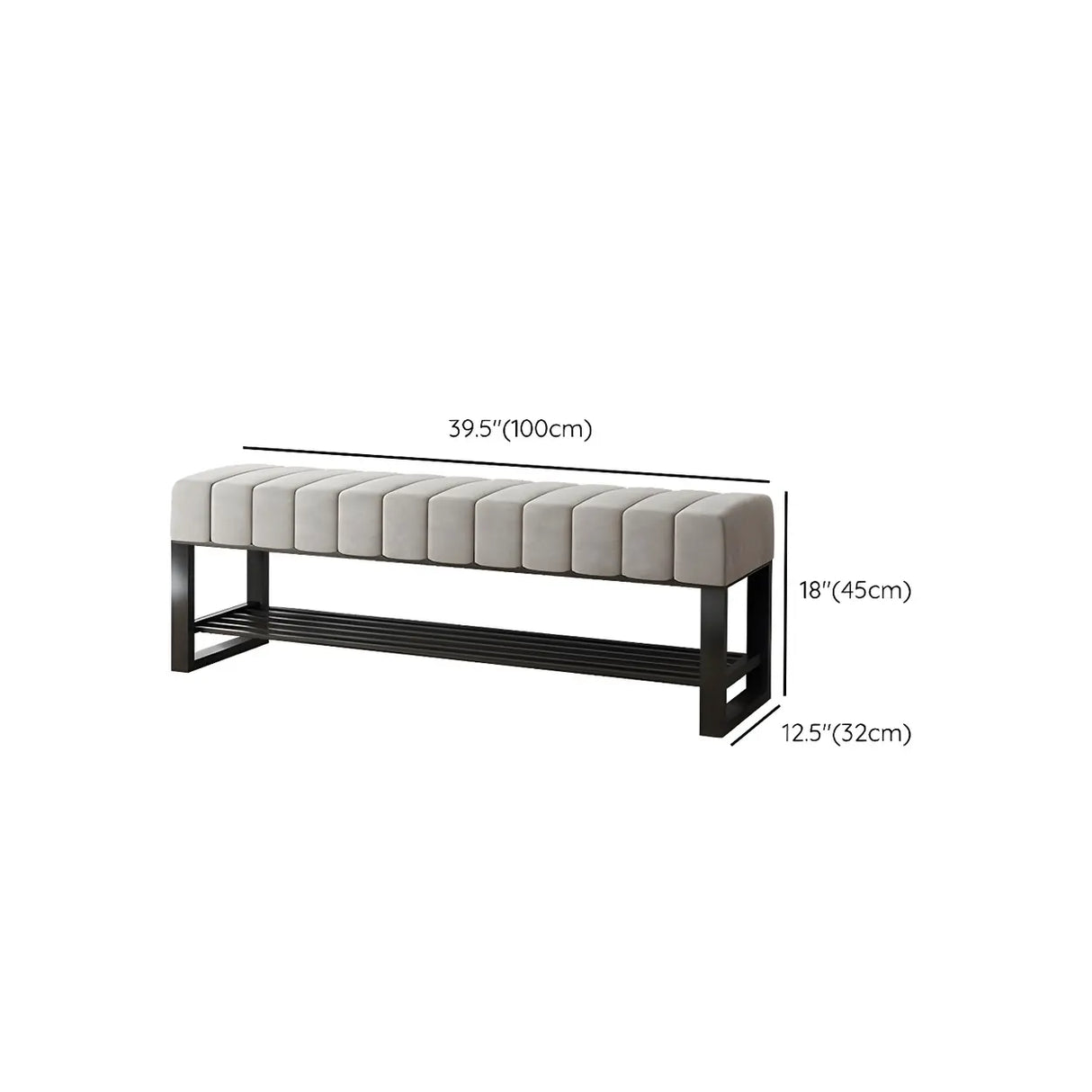Grey Upholstered Entryway Bench with Shoe Storage Image - 17