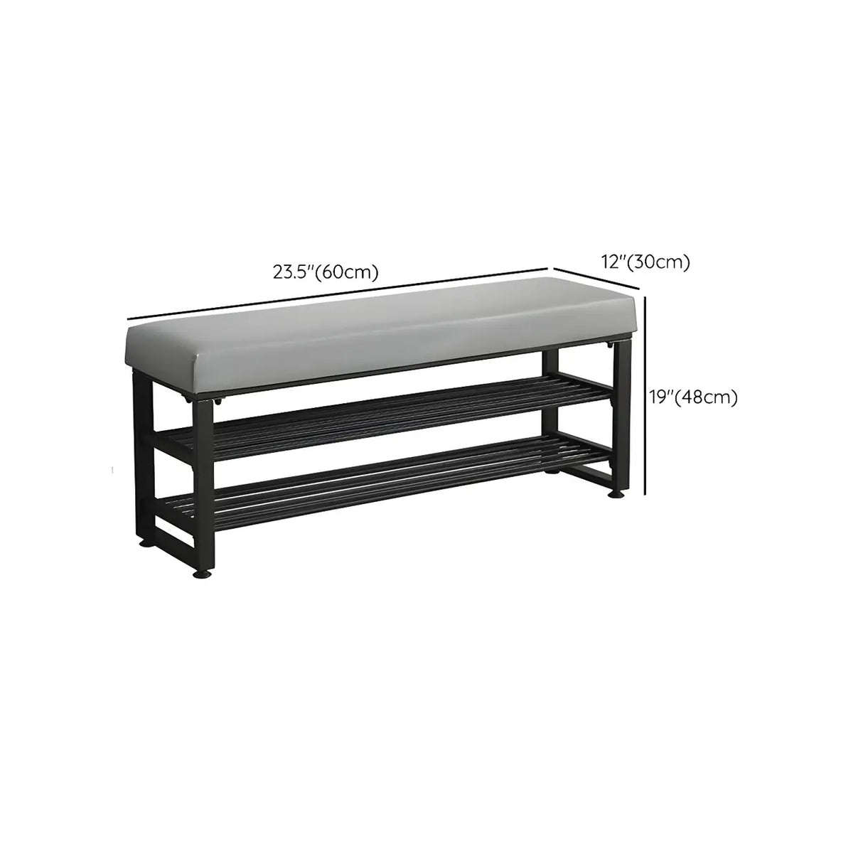 Grey Upholstered Entryway Bench with Shoe Storage Image - 20