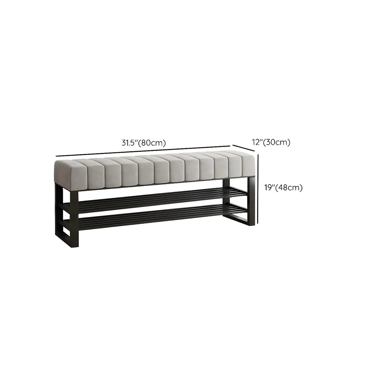 Grey Upholstered Entryway Bench with Shoe Storage Image - 21