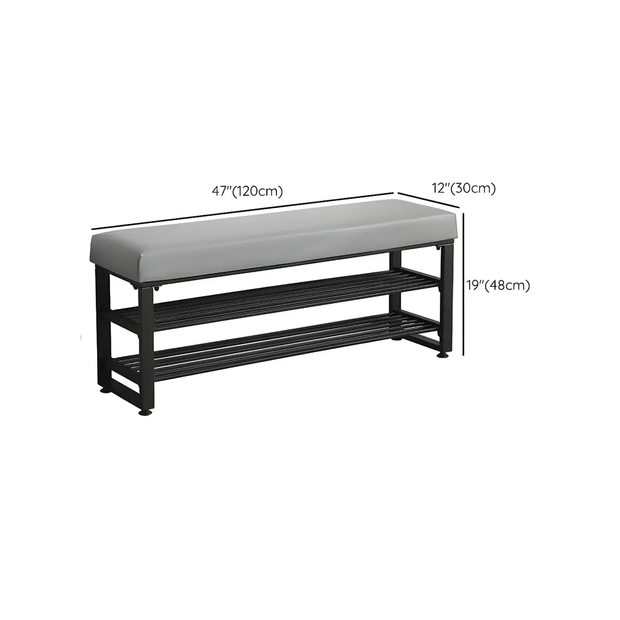 Grey Upholstered Entryway Bench with Shoe Storage Image - 26