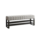 Grey Upholstered Entryway Bench with Shoe Storage Image - 5