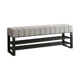 Grey Upholstered Entryway Bench with Shoe Storage Image - 7