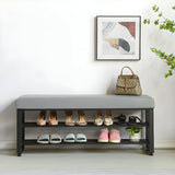 Grey Upholstered Entryway Bench with Shoe Storage Image - 8