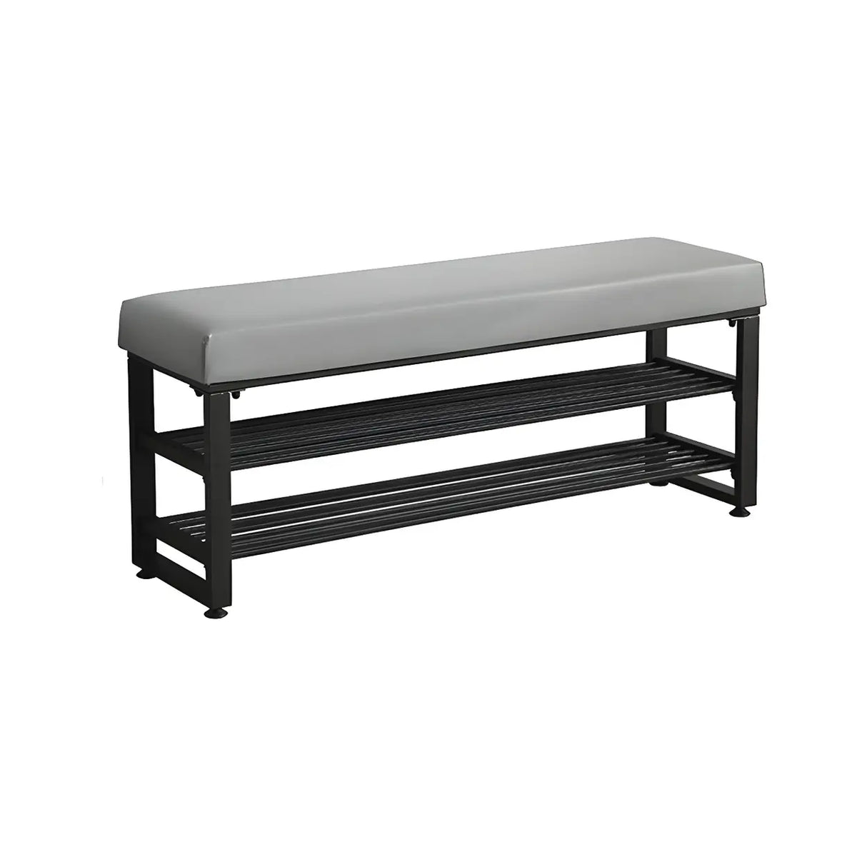 Grey Upholstered Entryway Bench with Shoe Storage Image - 9