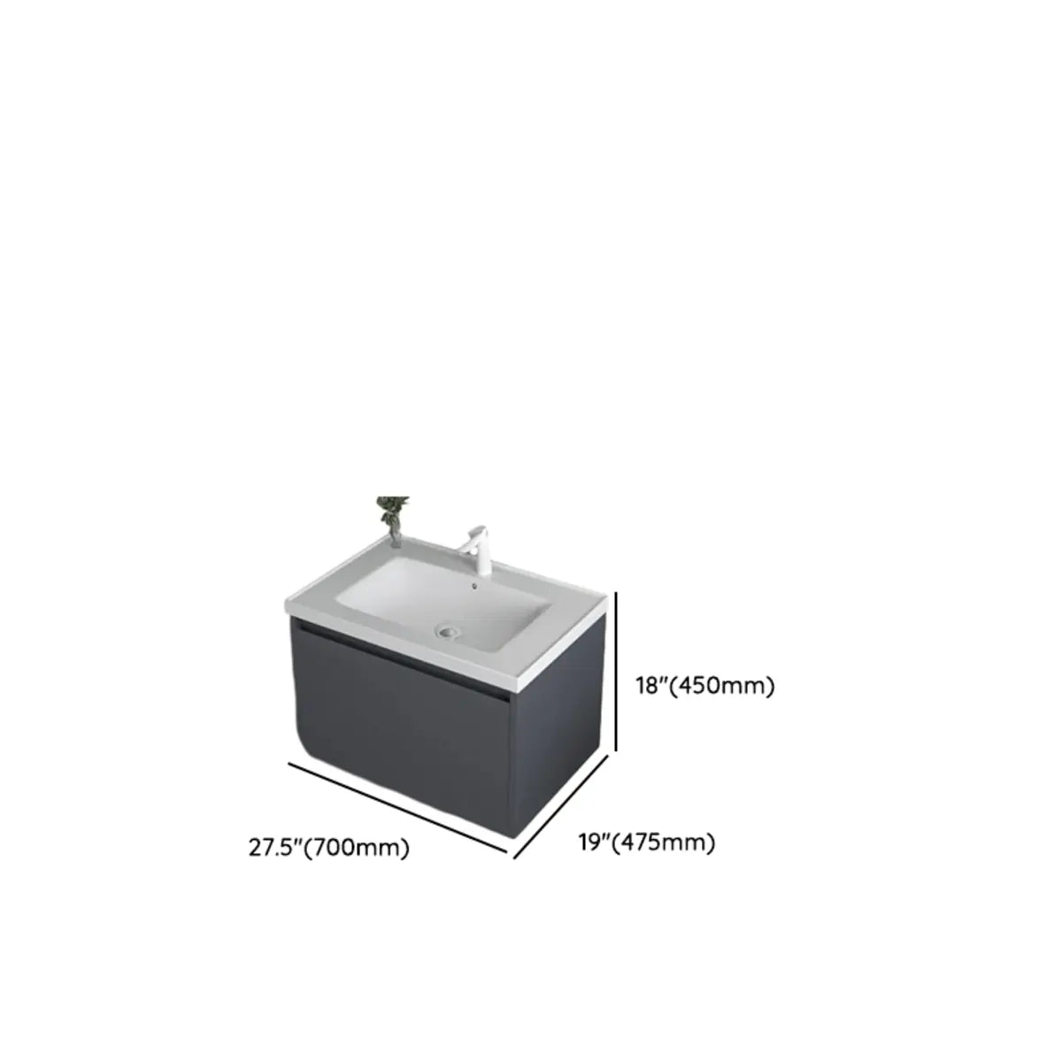 Grey Wall-Mounted Storage Bathroom Vanity with Cabinet Image - 10