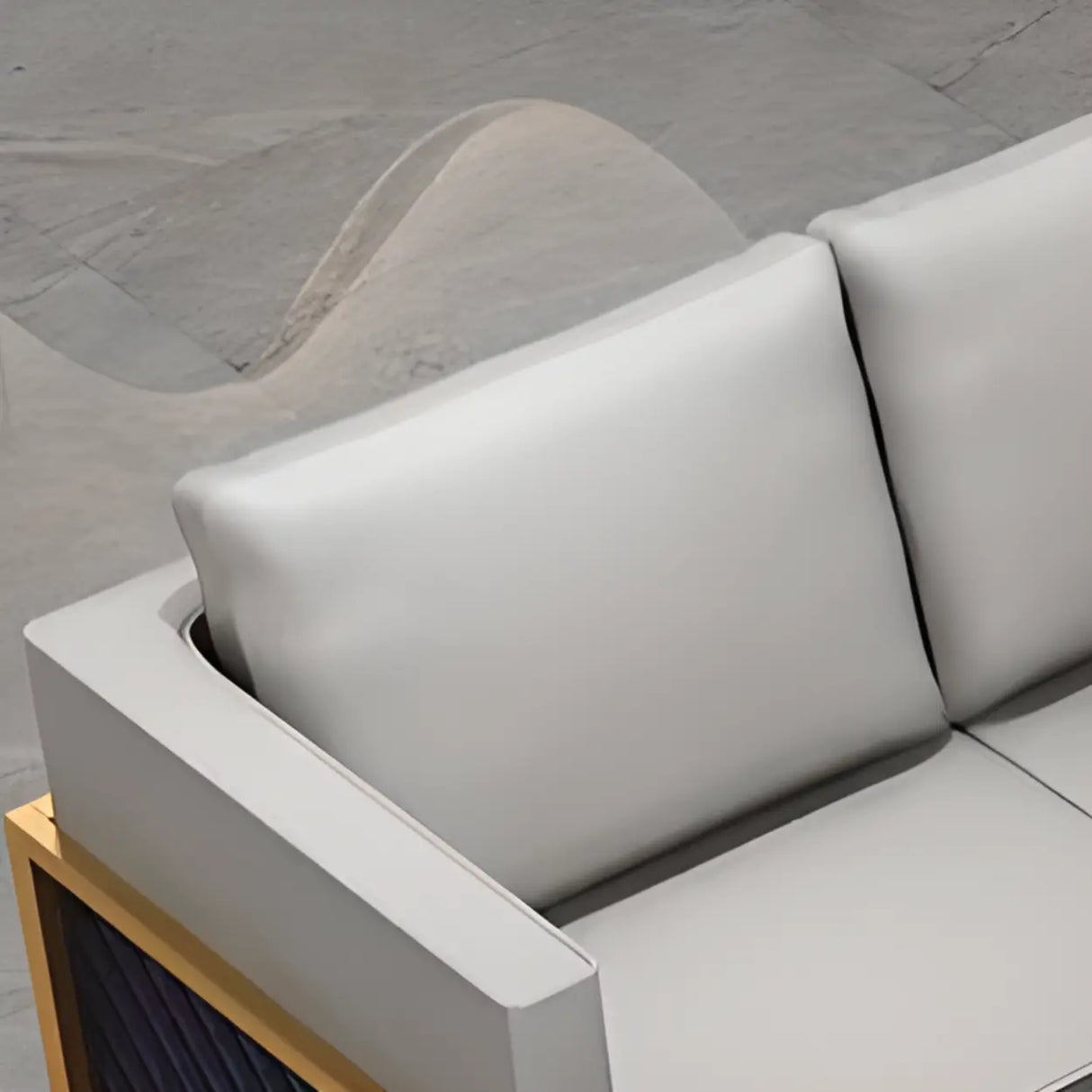 Grey Water Resistant Faux Leather Metal Frame Loveseat Image - 10