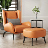 Grey Water Resistant Leather Flared Arm Wingback Chair Image - 11