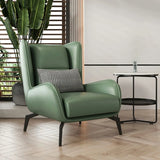 Grey Water Resistant Leather Flared Arm Wingback Chair Image - 12