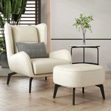 Grey Water Resistant Leather Flared Arm Wingback Chair Image - 13
