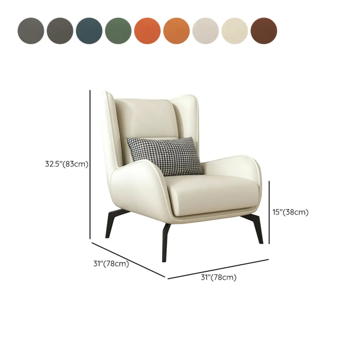 Grey Water Resistant Leather Flared Arm Wingback Chair 
