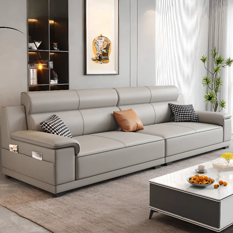 Grey Water Resistant Leather Foam Fill Storage Sofa Image - 1