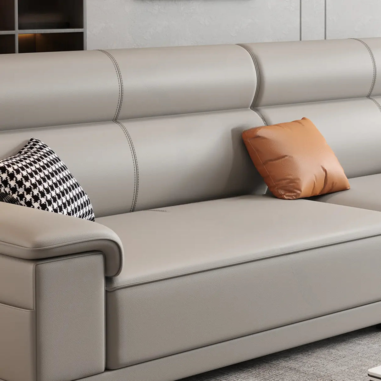 Grey Water Resistant Leather Foam Fill Storage Sofa Image - 10