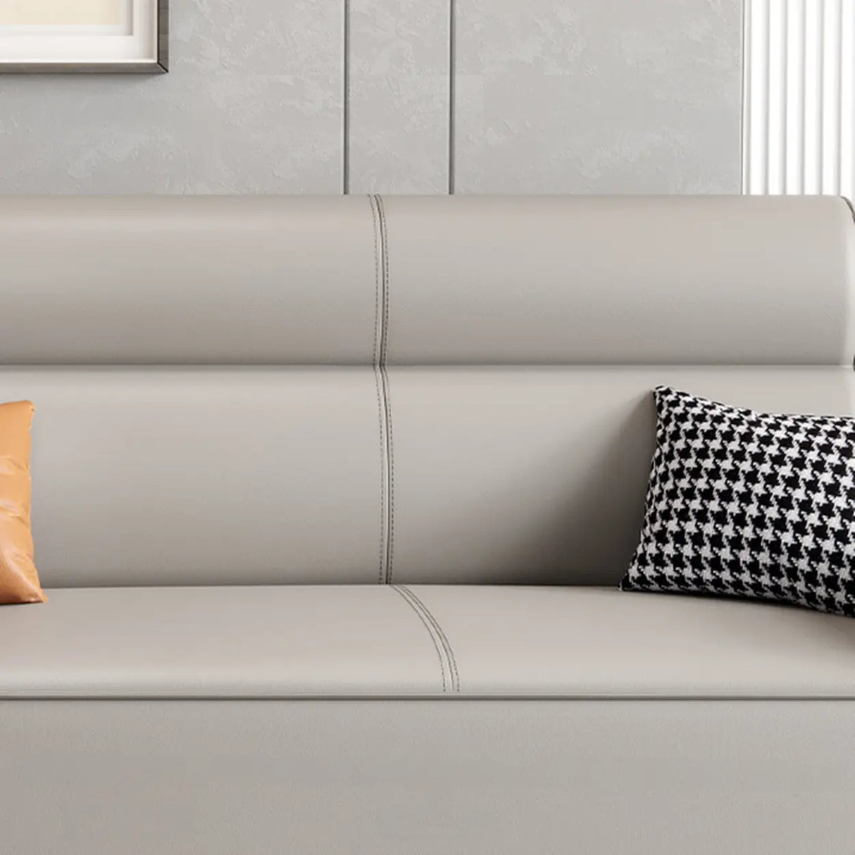 Grey Water Resistant Leather Foam Fill Storage Sofa Image - 11