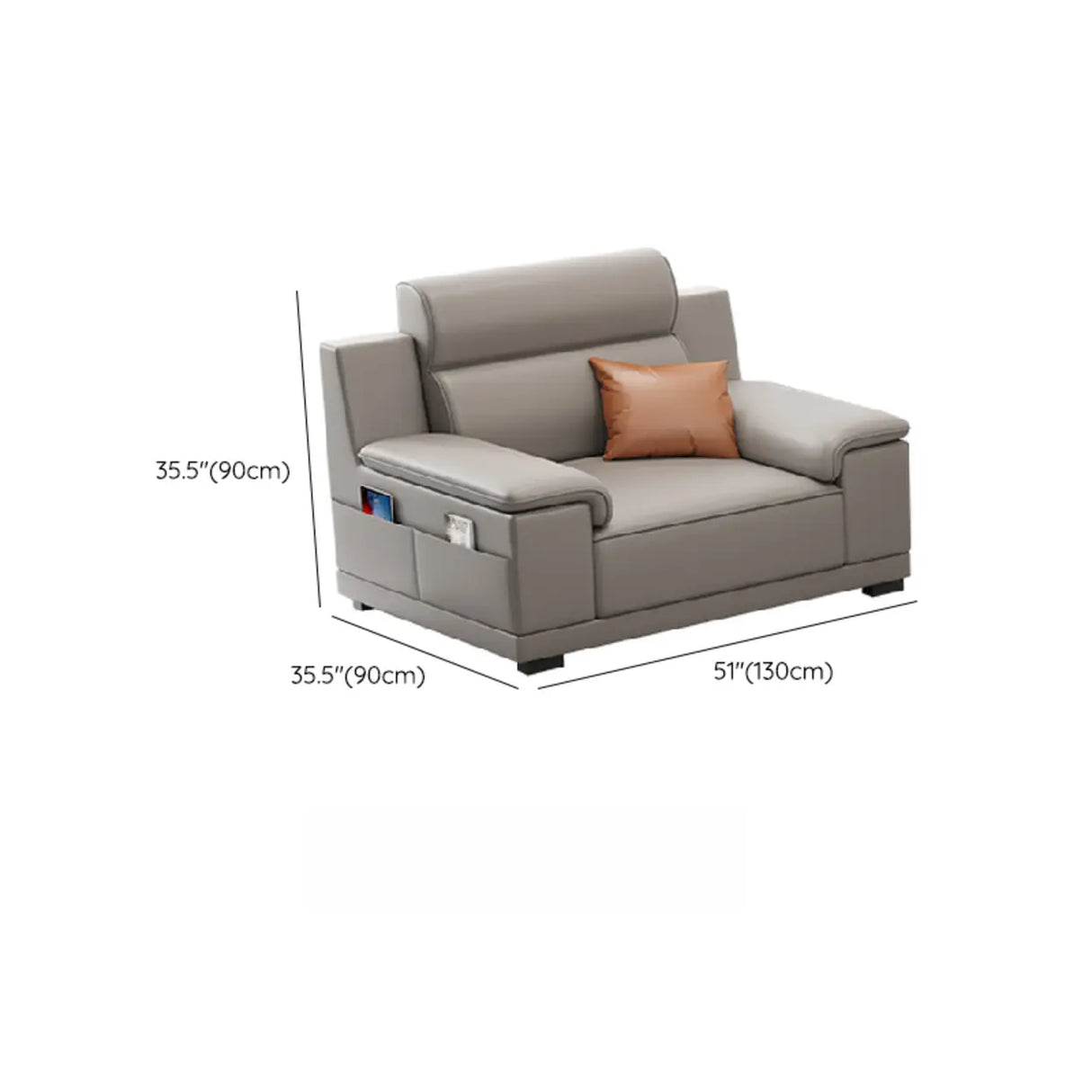 Grey Water Resistant Leather Foam Fill Storage Sofa 