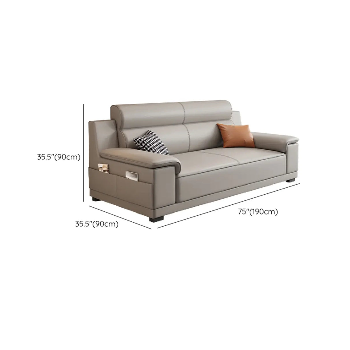 Grey Water Resistant Leather Foam Fill Storage Sofa Image - 14