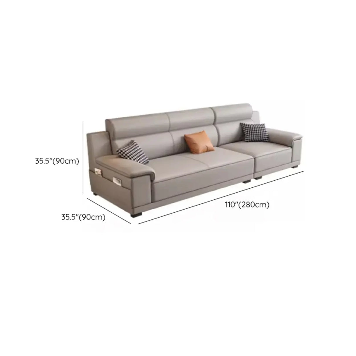 Grey Water Resistant Leather Foam Fill Storage Sofa Image - 16