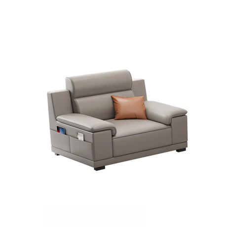 Grey Water Resistant Leather Foam Fill Storage Sofa Image - 2