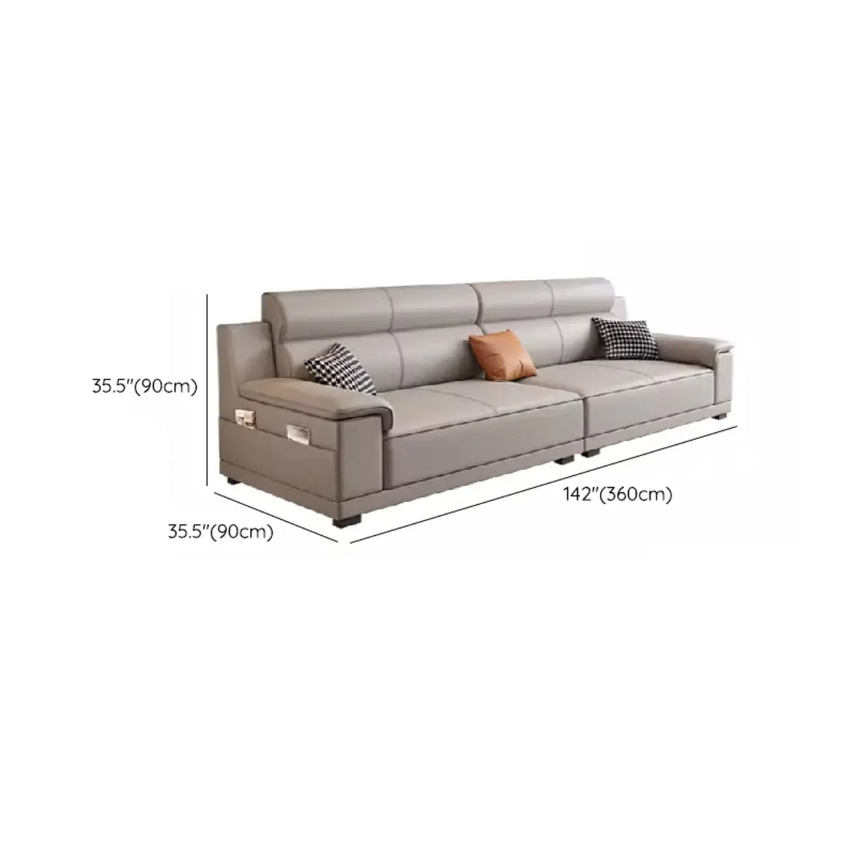 Grey Water Resistant Leather Foam Fill Storage Sofa Image - 20