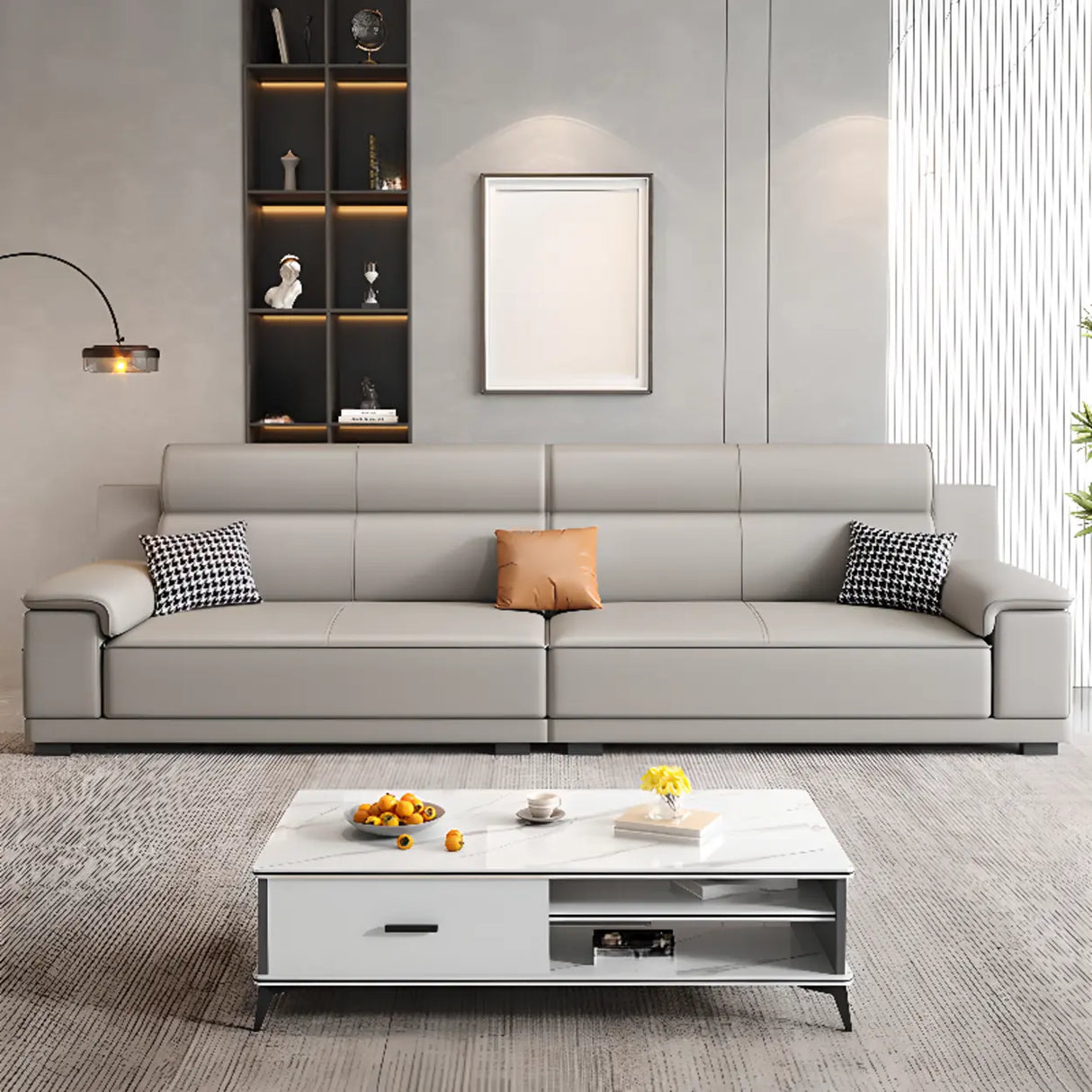 Grey Water Resistant Leather Foam Fill Storage Sofa Image - 4
