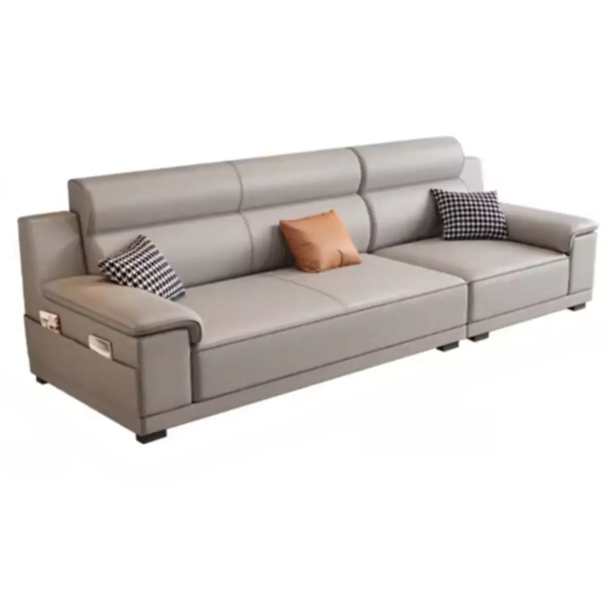 Grey Water Resistant Leather Foam Fill Storage Sofa Image - 5