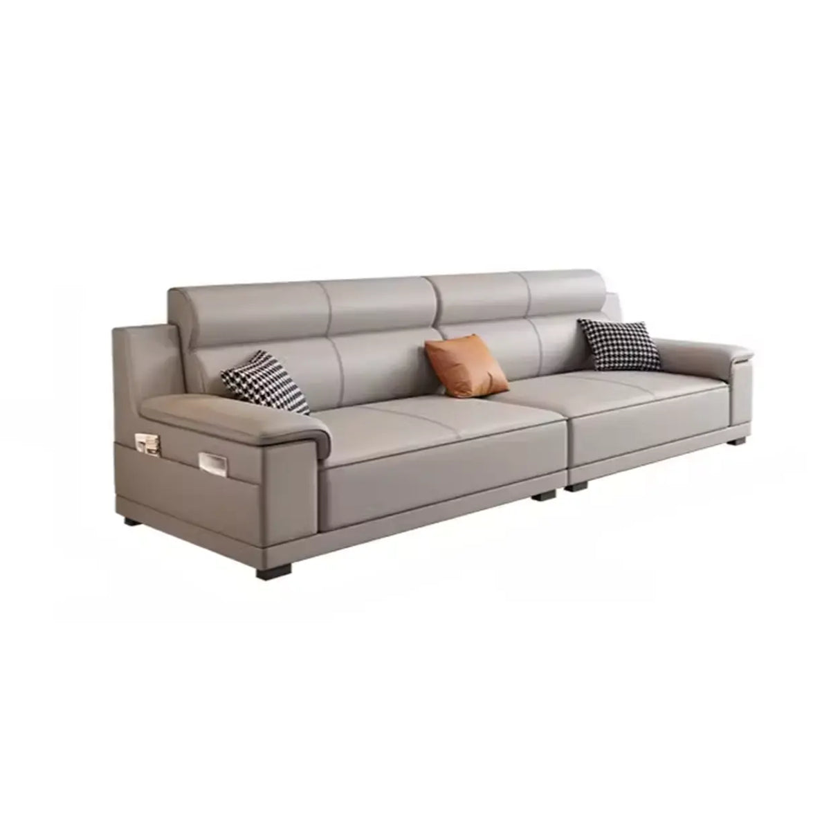 Grey Water Resistant Leather Foam Fill Storage Sofa Image - 7