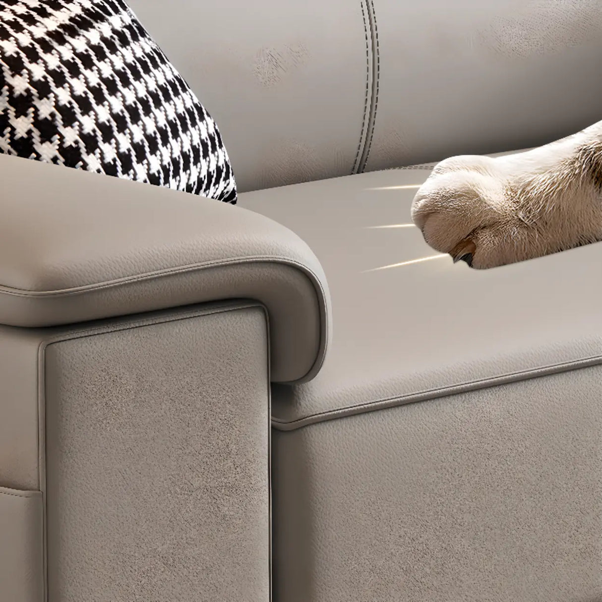 Grey Water Resistant Leather Foam Fill Storage Sofa Image - 9