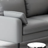 Grey Water Resistant Leather Square Arm Office Sofa Image - 21
