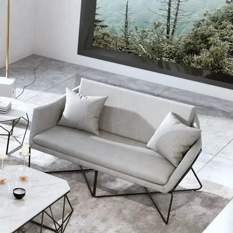 Grey Waterproof Fabrics Upholstered Back Sofa Set Image - 2