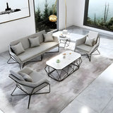 Grey Waterproof Fabrics Upholstered Back Sofa Set Image - 4