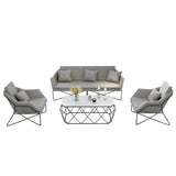 Grey Waterproof Fabrics Upholstered Back Sofa Set Image - 5